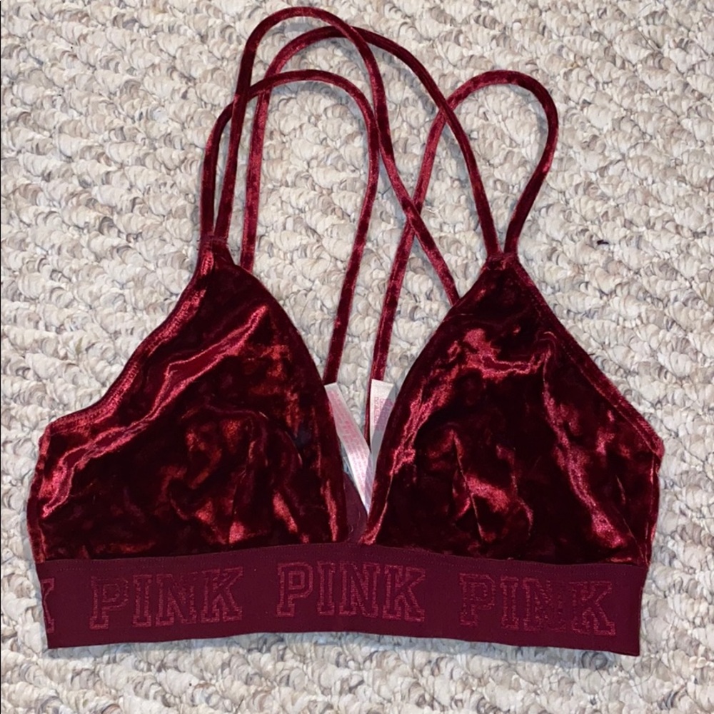 Pink velvet bralette